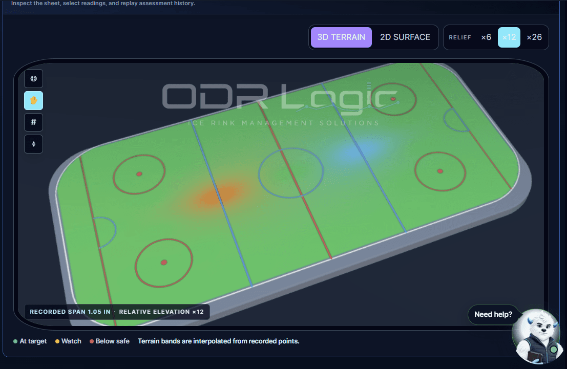 ODR Logic indoor 3D ice-depth terrain view