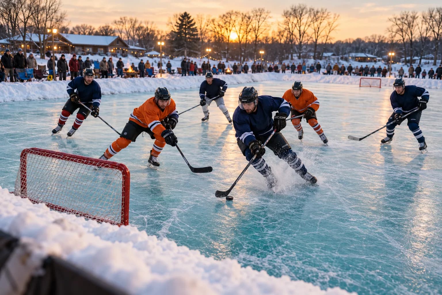 Illustrative outdoor pond hockey program